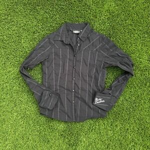 Harley Davidson Womens Black Striped Button Down Shirt XL
